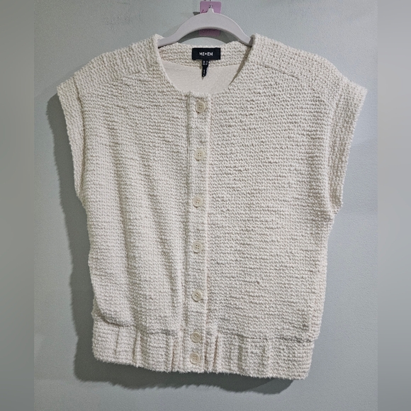 ME+EM Sleeveless Boucle Textured Bomber Jacket Vest Size 4 - Picture 6 of 8
